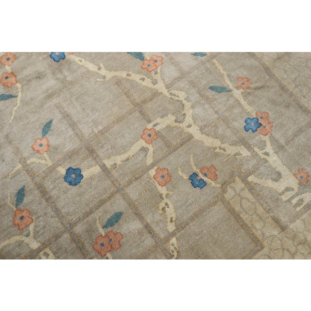 Chinoiserie Early 20th Century Zabihi Collection Tranquil Gray Chinese Floral Rug - 6'2" x 9'6" For Sale - Image 3 of 11