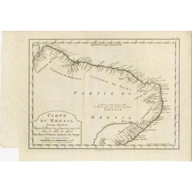 Brazil Coastline Map of Broenner Carte Du Bresil, 1772 For Sale - Image 9 of 10