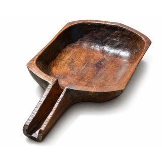 Monumental 39" Solid Wood Antique Trough for Fountain Planter Harvest Bucket Hand Carved For Sale