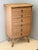 Chest of drawers in wood and split rattan marquetry, beautiful honey color, the inside of the drawers is lined with yellow...