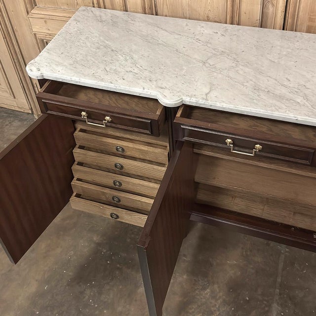 French Louis XVI Mahogany Buffet With Carrara Marble For Sale - Image 16 of 18