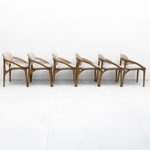 Mid-Century Modern Italian Dining Chairs with Sculptural Curved Frame, 2020, Set of 6 For Sale - Image 3 of 8