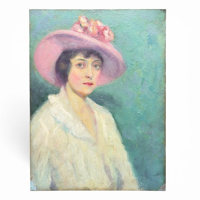 Portraiture Antique Original Miniature Oil on Copper Portrait | Michel Jacobs, Washington d.c. c.1910 For Sale - Image 3 of 11