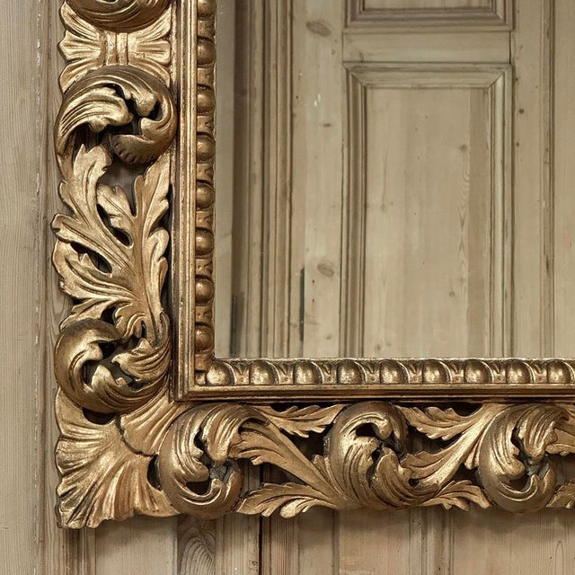 Grand Mid-Century Italian Baroque Pierced Giltwood Mirror For Sale - Image 9 of 15