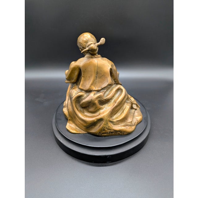 Vintage Korean Bronze Sculpture: "Sleeping Child" Signed by Artist For Sale - Image 4 of 9