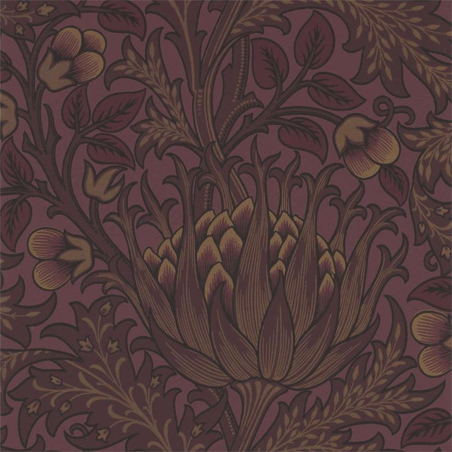Morris & Co Artichoke Wallpaper in Wine - a Sample For Sale