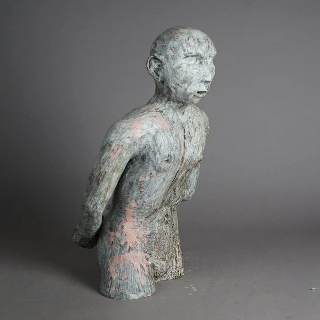 Mid Century Modern Terra Cotta Torso Sculpture of a Man by York Lewis Circa 1980 For Sale - Image 6 of 11