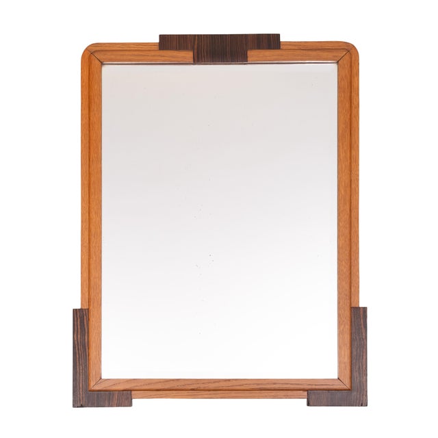 Brown Art Deco Amsterdamse School Dutch Wall Mirror with Oak Frame, 1920s For Sale - Image 8 of 8