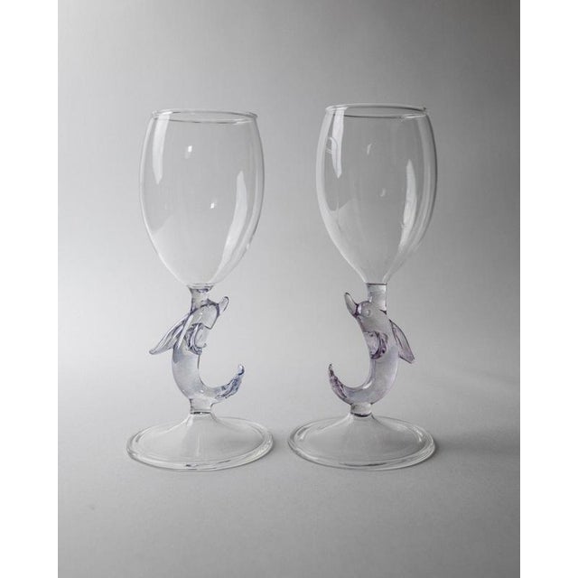 Vintage Wine Glasses in Murano Glass, 1980s, Set of 2 For Sale - Image 4 of 11
