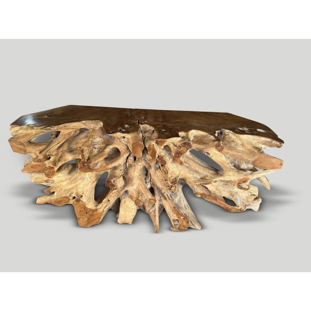 Andrianna Shamaris Sculptural Teak Wood Console Table For Sale In New York - Image 6 of 6