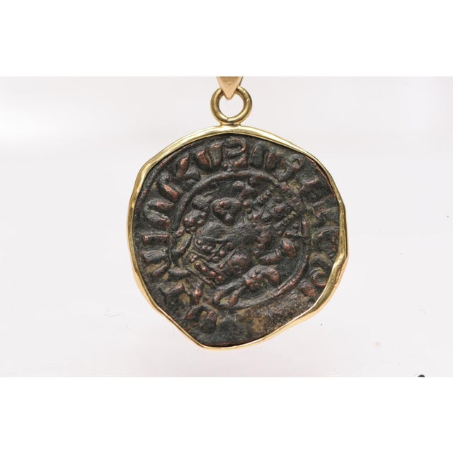 15th Century & Earlier Cross Potent Medieval AE Bronze Coin with 18K For Sale - Image 9 of 12