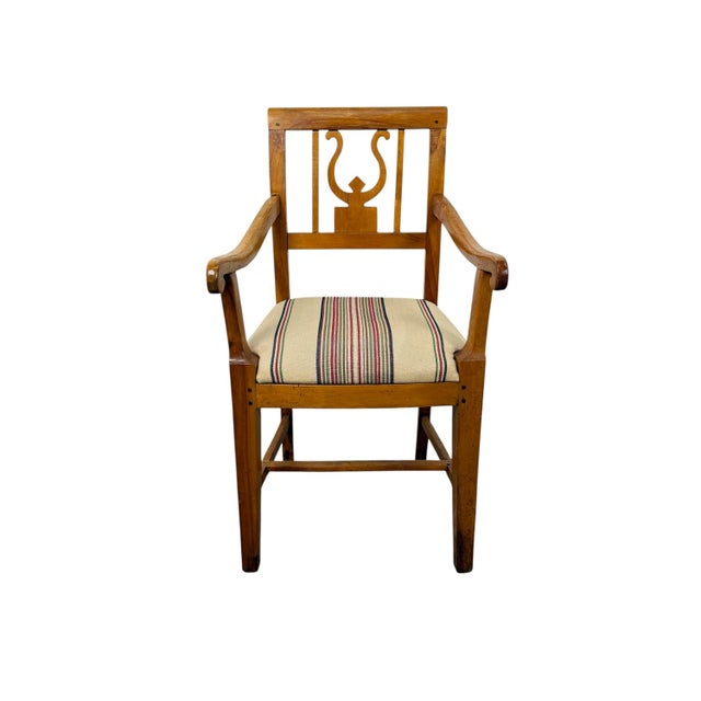 Traditional Dutch Empire Lyre Back Armchair in Cherrywood For Sale - Image 3 of 13