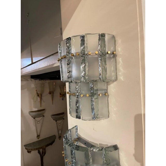 Modern Green Murano Glass & Brass Sconces - A Pair For Sale - Image 3 of 7