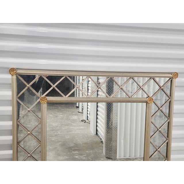 Drexel Heritage Drexel Heritage Siver and Gilt Eglomise Antiqued Mirror For Sale - Image 4 of 12