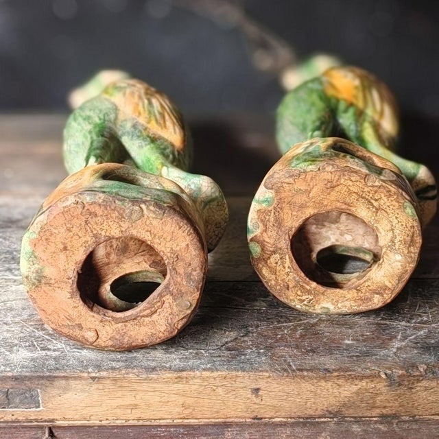 Ceramic Pair of Vintage Sancai Glazed Parrot Figures – 11.8" Ceramic Bird Sculptures For Sale - Image 7 of 10