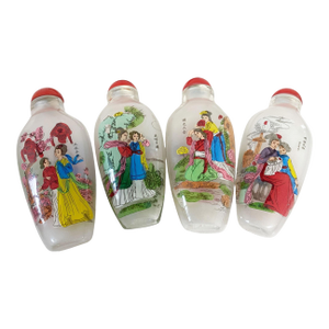 Vintage Chinese Peking Glass Snuff Bottles - Set of 4 in a Box