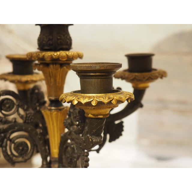 Pair of French Charles X Patinated Bronze Candelabra Lamps, Circa 1830s For Sale - Image 14 of 18