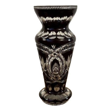 Antique Victorian Bohemian Glass Vase, 1880 For Sale