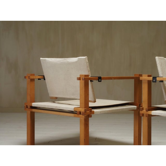 Wood Farmer Chairs and Magazine Rack by Gerd Lange for Bofinger, 1960s, Set of 2 For Sale - Image 7 of 12