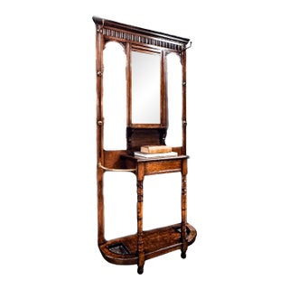 Early 20th Century Edwardian Walnut Hall Tree For Sale