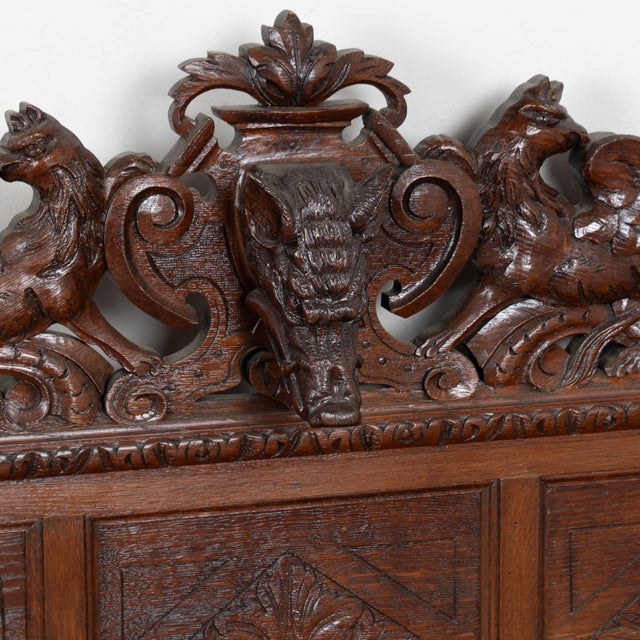 Late 19th Century 19th Century Carved Oak Wall Shelf With Boar’s Head and Griffins For Sale - Image 5 of 12