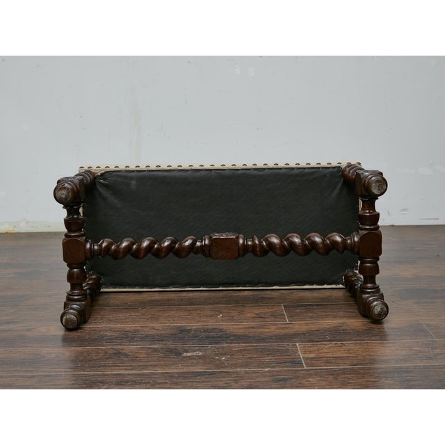English Barley Twist Bench With Upholstered Seat, Circa 1900 For Sale - Image 15 of 18