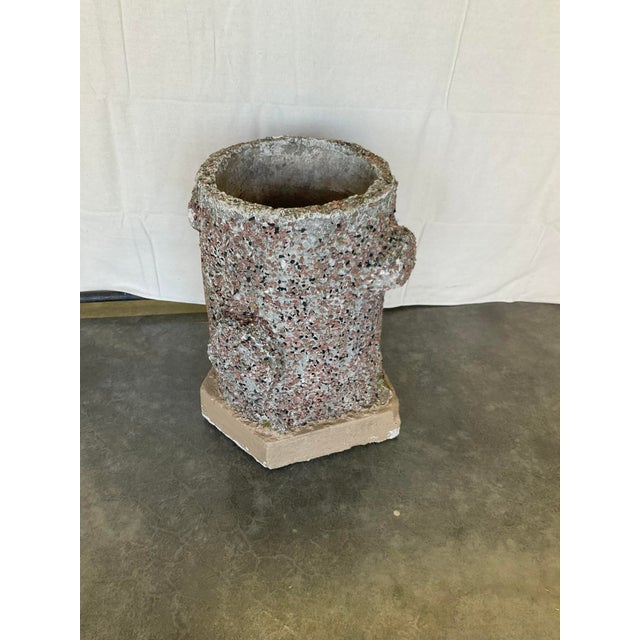 Vintage Faux Bois Concrete Tree Trunk Planter Pebble Style For Sale - Image 6 of 12
