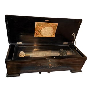 Antique Victorian Inlay Swiss 12 Tune 28" Cylinder Music Box For Sale