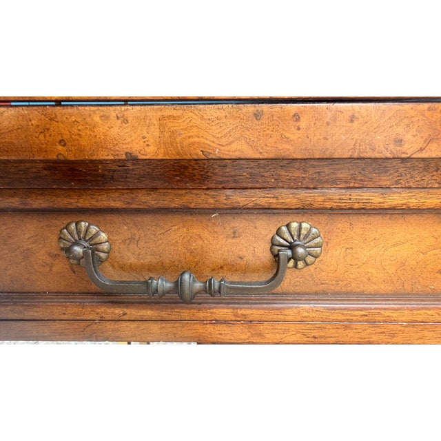 Vintage Mastercraft Burl Wood & Brass Expandable Bar Cabinet on Casters For Sale - Image 12 of 14