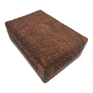 Anglo Raj Hand-Carved Decorative Box For Sale