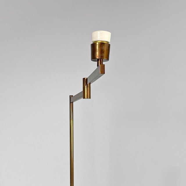 Metal Art Deco Italian Brass Floor Lamp with Adjustable Arm and Dark Marble Base, 1940s For Sale - Image 7 of 18
