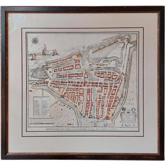 City Plan of Rotterdam in Frame, 1850, Paper For Sale