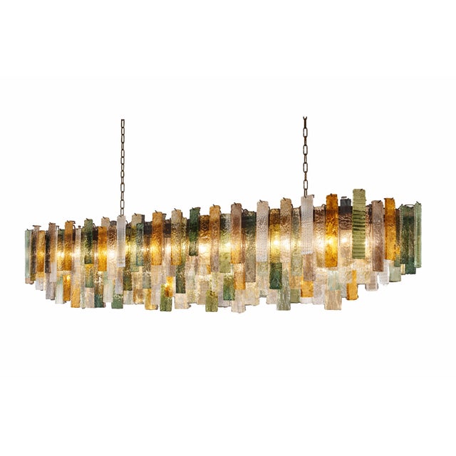 Murano Monumental Italian Rectangular Strip “Listelli” Murano Glass Chandelier by Simoeng For Sale - Image 4 of 6