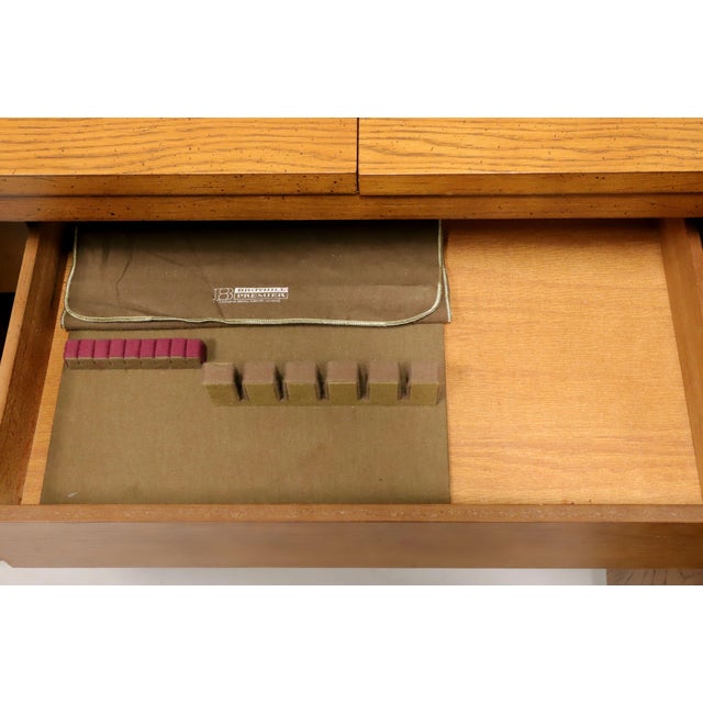 Broyhill Premier Mid 20th Century Oak Brutalist Style Flip Top Server For Sale - Image 12 of 14