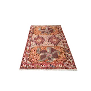 Vintage Persian Silk Soumak Handmade Rug - 4x6 For Sale