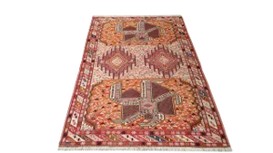 Vintage Persian Silk Soumak Handmade Rug - 4x6