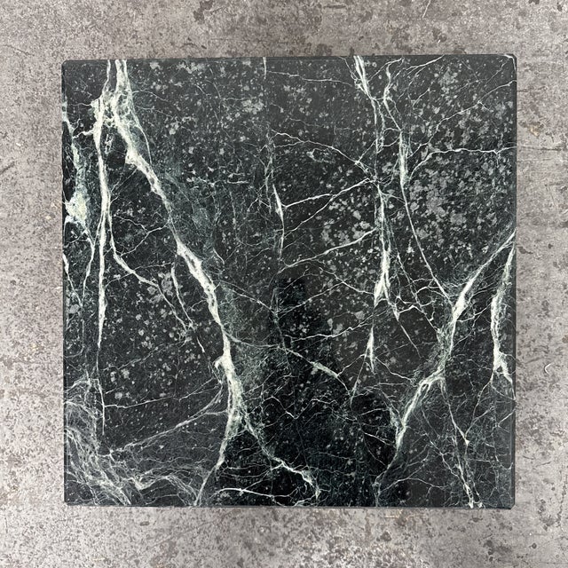 Stone Italian Marble Waterfall Edge Square Side Table For Sale - Image 7 of 12