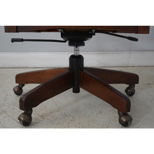 Stickley Mission Oak Leather Office Chair For Sale - Image 14 of 18