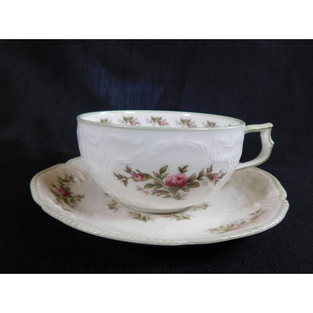 1980s Lot of Twelve Rosenthal Sanssouci Rose Ivory Flat Teacups and Saucers - 24pcs For Sale - Image 4 of 9