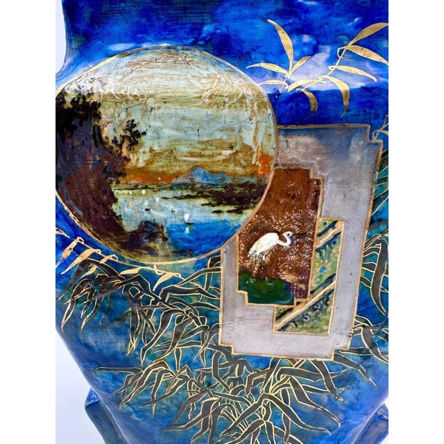 Japanese Art Nouveau Painted Lapis Lazuli Centrepiece or Cache-Pot, 1890s For Sale - Image 11 of 11