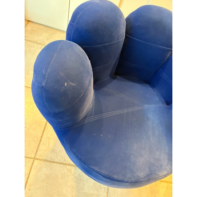 Wood Late 20th Century Royal Blue Pop Art Hand Chair Swivel Lounge Chair in the Manner of Pedro Friedeberg For Sale - Image 7 of 9