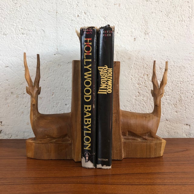 Vintage Mid Century Modern Hand Carved Wood Bookends. a Pair Chairish