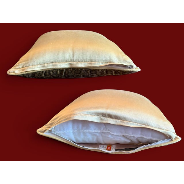 Gold Vintage Chinese Silk Embroidered Pillow-Beijing-Peony Butterfly-Chinoiserie-Asia For Sale - Image 8 of 10