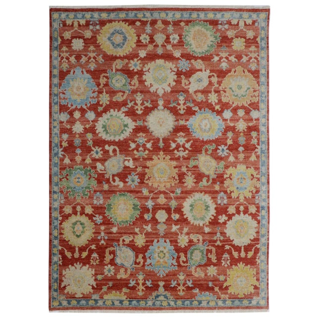 2020s Rust Red Oushak Style Floral Hand-Knotted Wool Rug 8x10 For Sale - Image 5 of 6