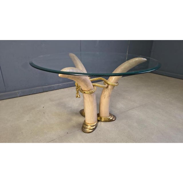 1970s Vintage Faux Tusk Center or Side Table in the style of Valenti, 1970s For Sale - Image 5 of 11