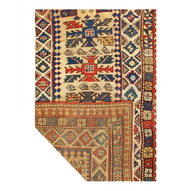 Traditional Antique Caucasian Kazak 3'5'' X 7'1'' For Sale - Image 3 of 3