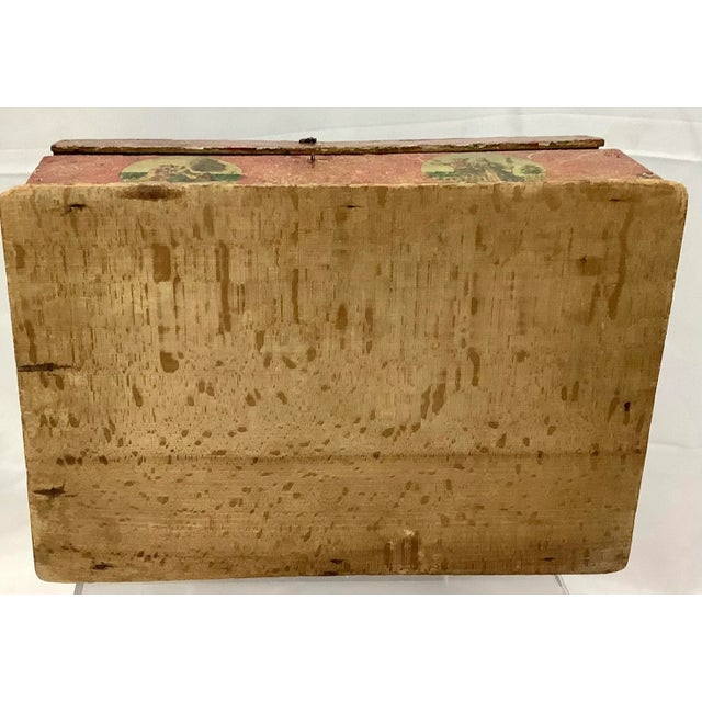 19th Century Domed Painted Decoupage Wooden Chest, Small For Sale - Image 9 of 10