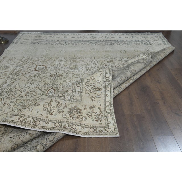 1970s Vintage Persian Handmade Wool Cotton Brown Area Rug For Sale In San Francisco - Image 6 of 11