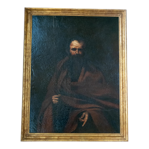 18th Century Italian Old Master Portrait Painting of Saint Matthew After Jusepe De Ribera