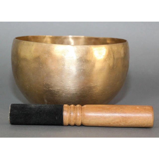 Large Hand-Hammered Brass Singing Bowl. Large hand-hammered Tibetan bronze bowl are used in some Buddhist religious...